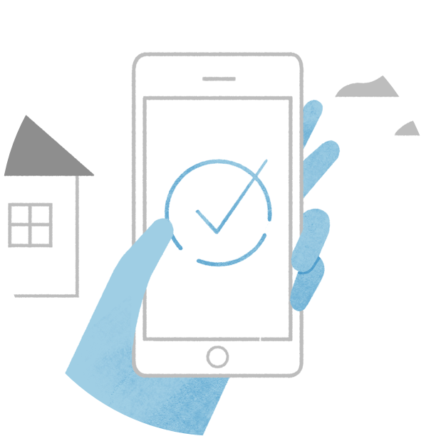 hand holding smartphone displaying a checkmark, symbolizing customer control over rartoria privacy and security settings.